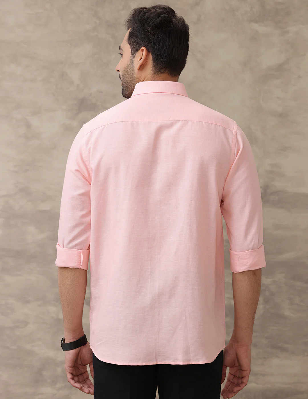 Men Linen Cotton Shirt Pinkish Orange LF16 - Image 6