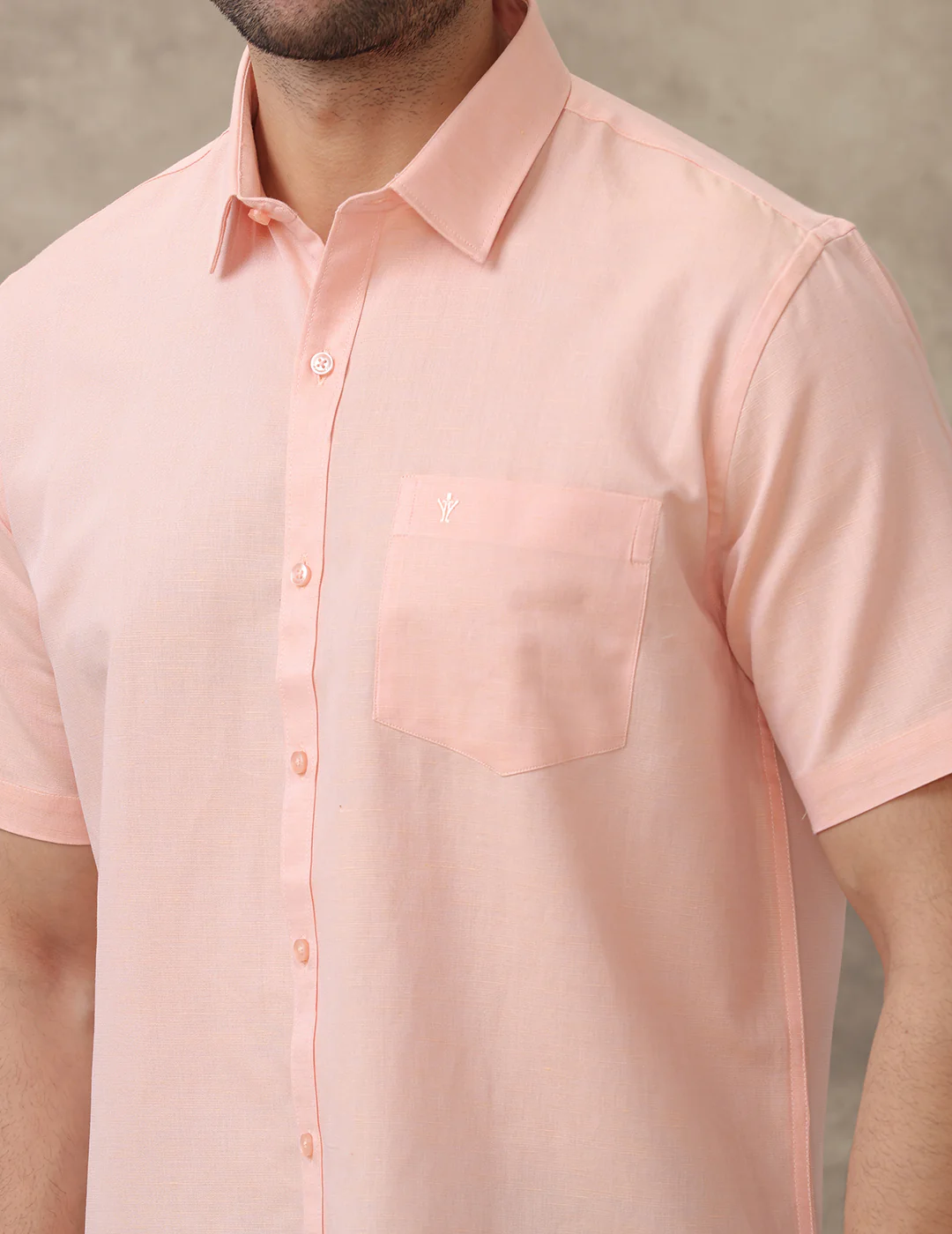 Men Linen Cotton Shirt Pinkish Orange LF16 - Image 7