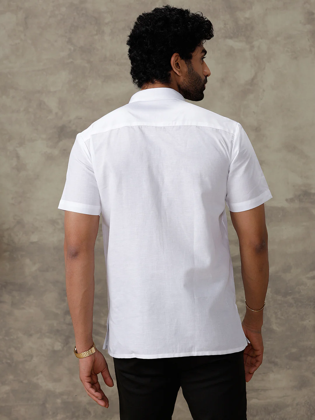 Men Linen Cotton Short Length Plain Pocket Kurta White MW2 - Image 4