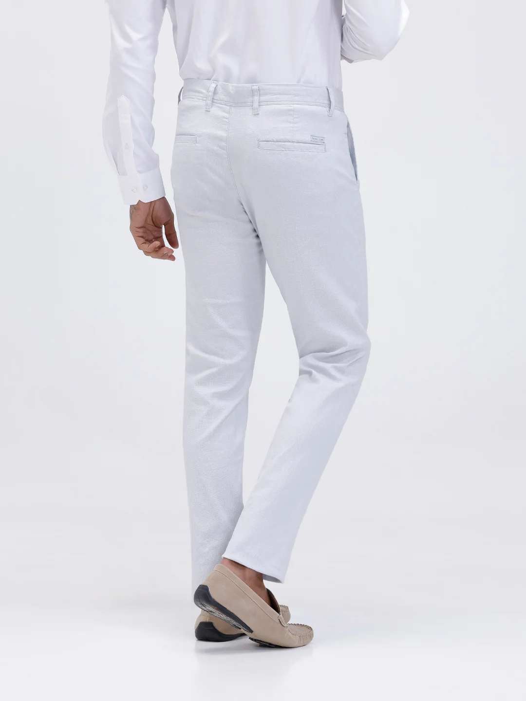Men Linen Cotton Smart Fit Pant Light Blue - Image 3