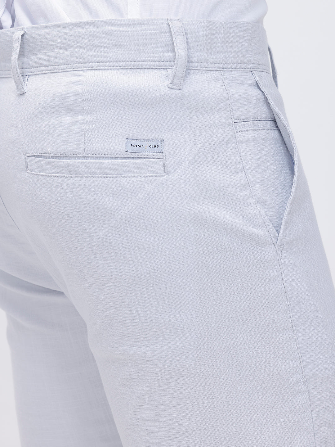 Men Linen Cotton Smart Fit Pant Light Blue - Image 4