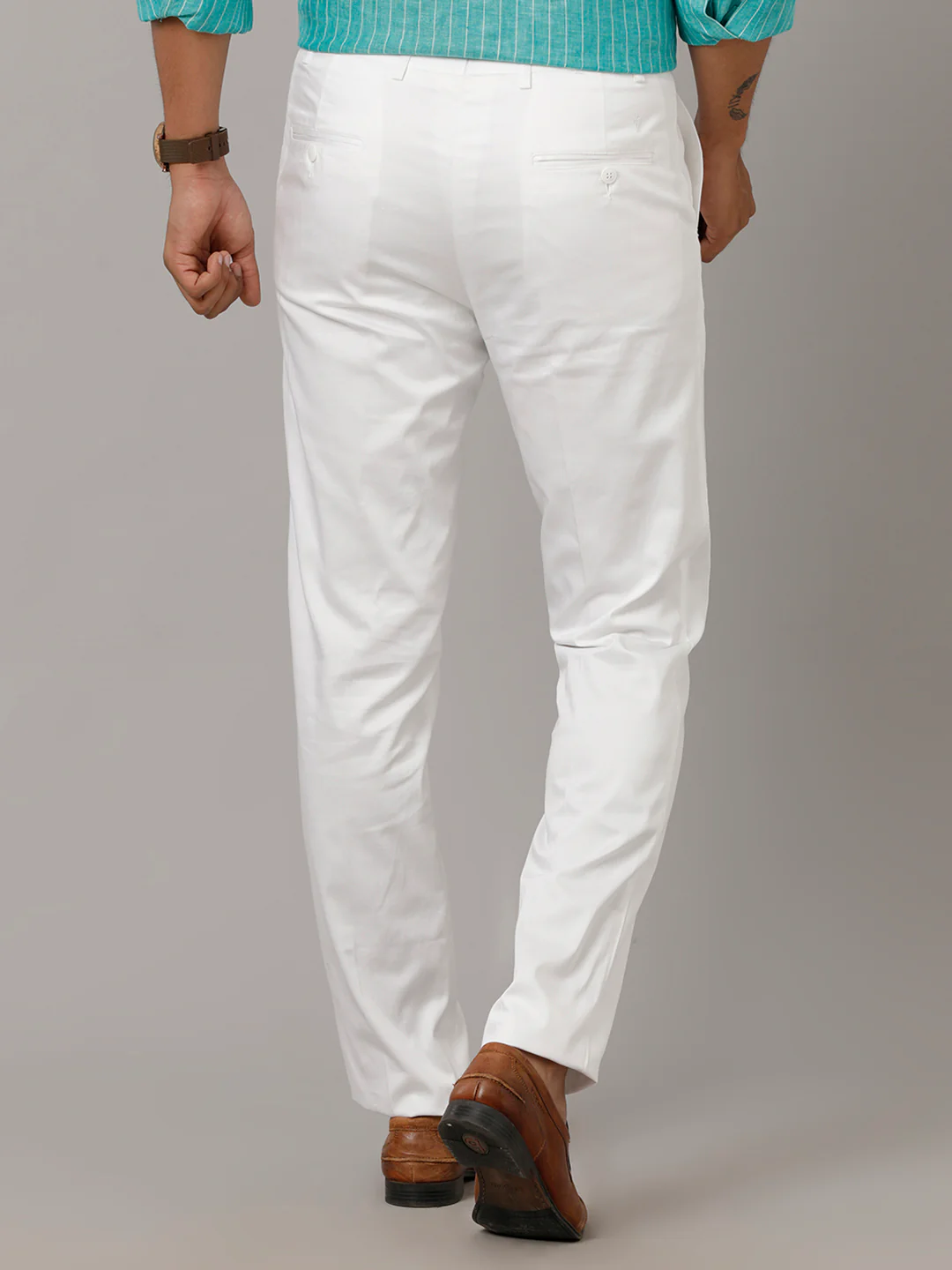 Linen Cotton Trim Fit Pants Smart Stretch - Image 4
