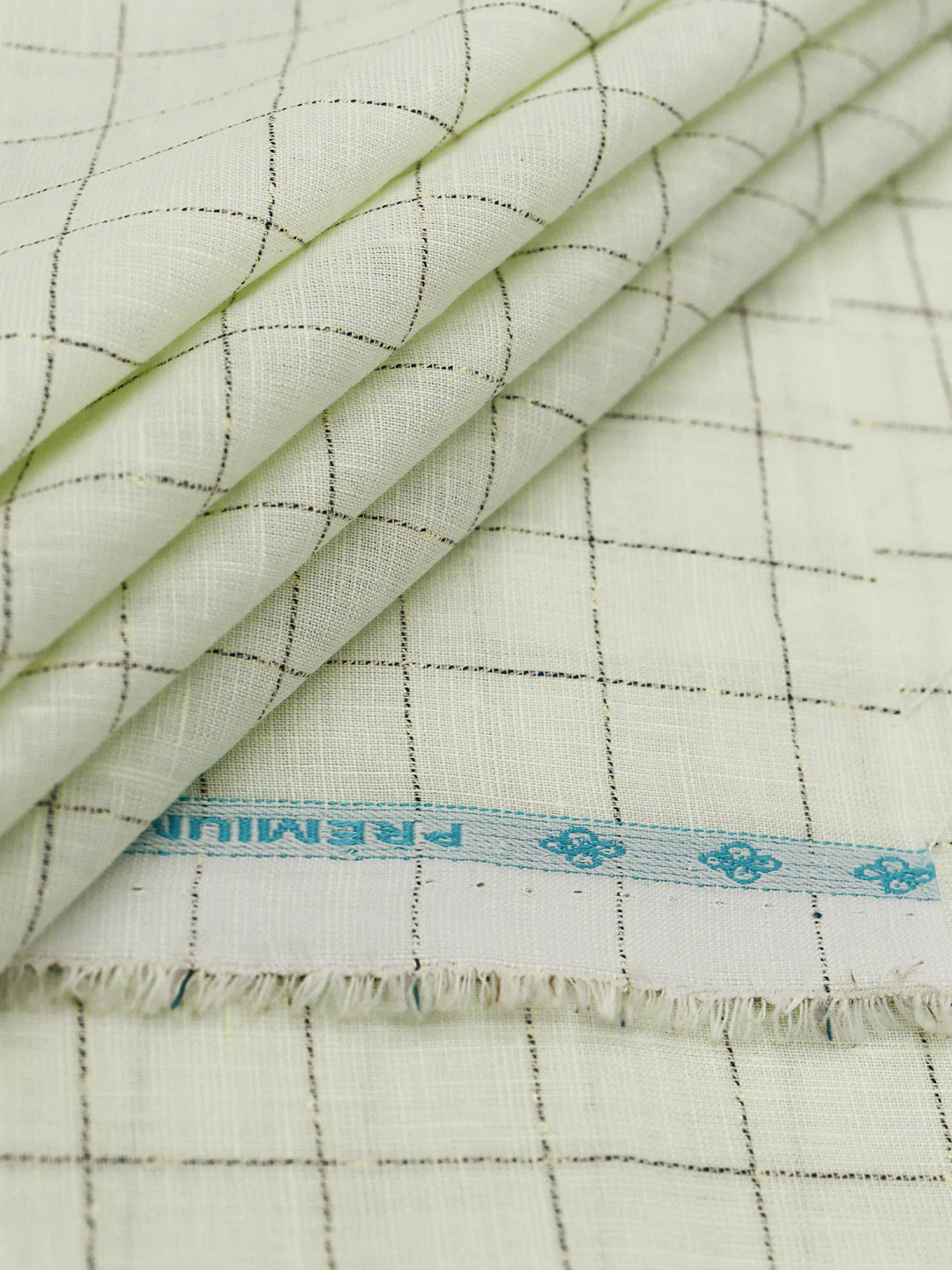 Men Linen Rich Light Green Checks Shirt Fabric Prime - Image 3
