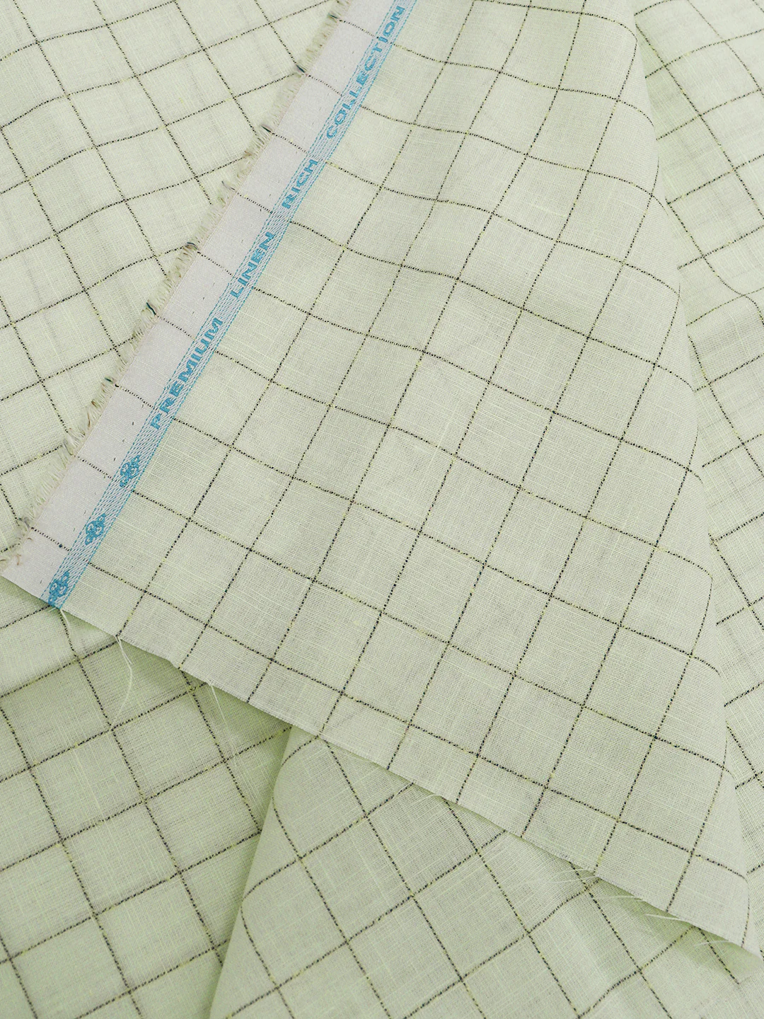 Men Linen Rich Light Green Checks Shirt Fabric Prime - Image 4