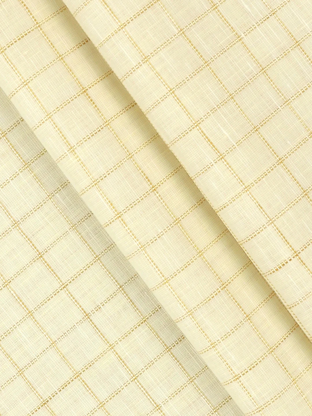 Men Linen Rich Light Yellow Checks Shirt Fabric Prime - Image 2