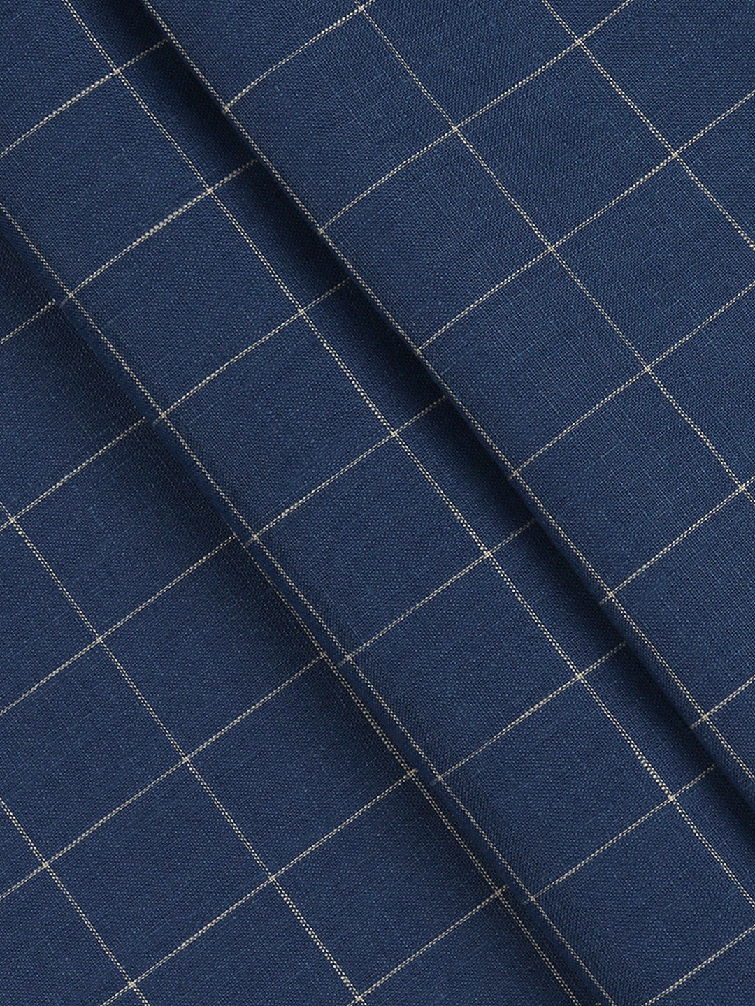 Men Linen Rich Royal Blue Checks Shirt Fabric Prime - Image 2