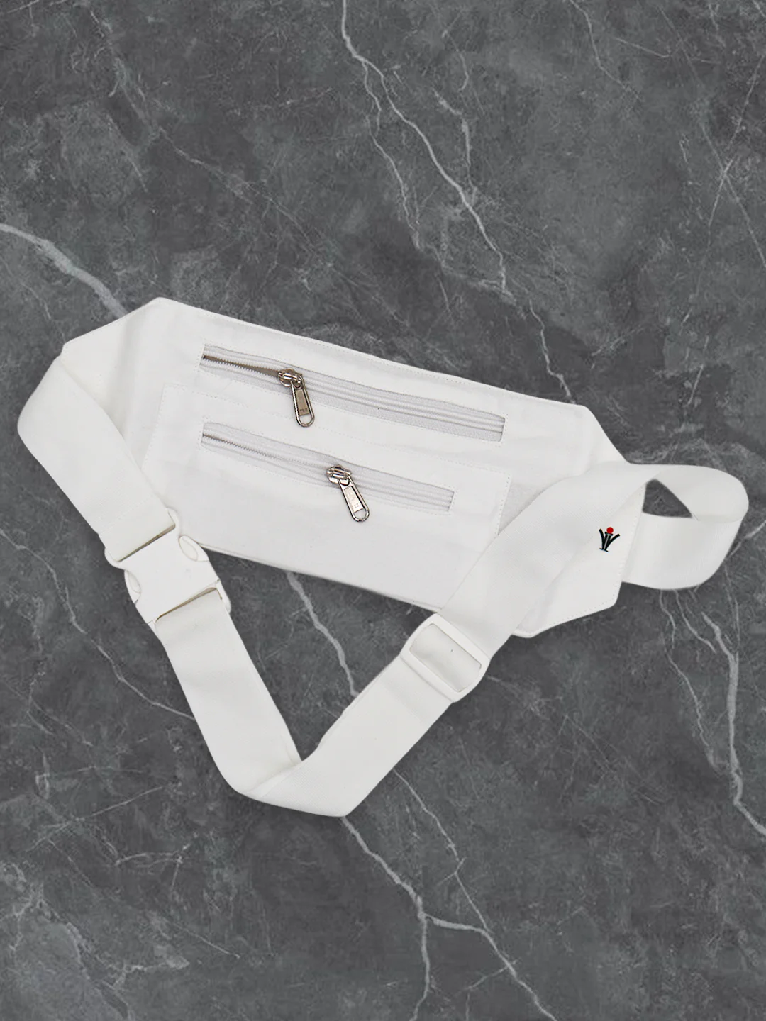 Men Luxury White Dhoti Belt with Zipper Pockets - Image 3