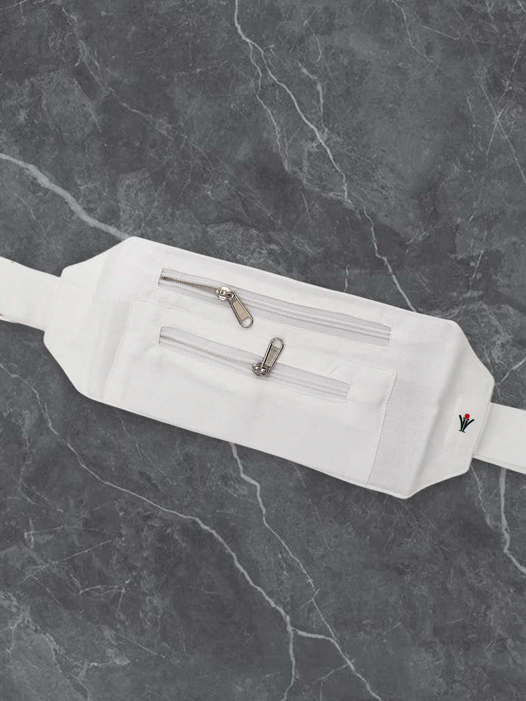 Men Luxury White Dhoti Belt with Zipper Pockets - Image 4