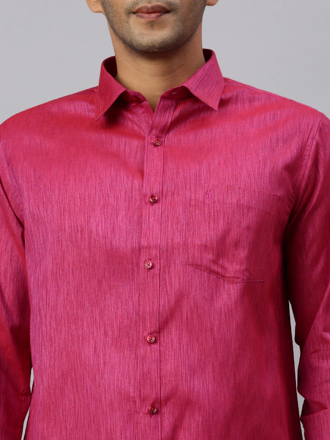 Men Magenta Matching Border Dhoti & Full Sleeves Shirt Set CV2 - Image 6