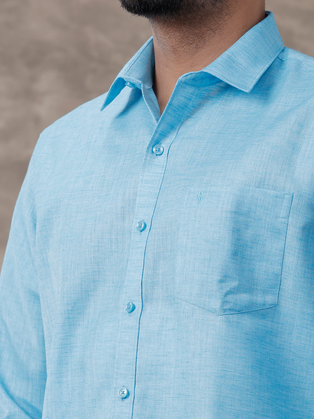 Men Matching Border Dhoti & Full Sleeves Shirt Set Blue C11 - Image 3