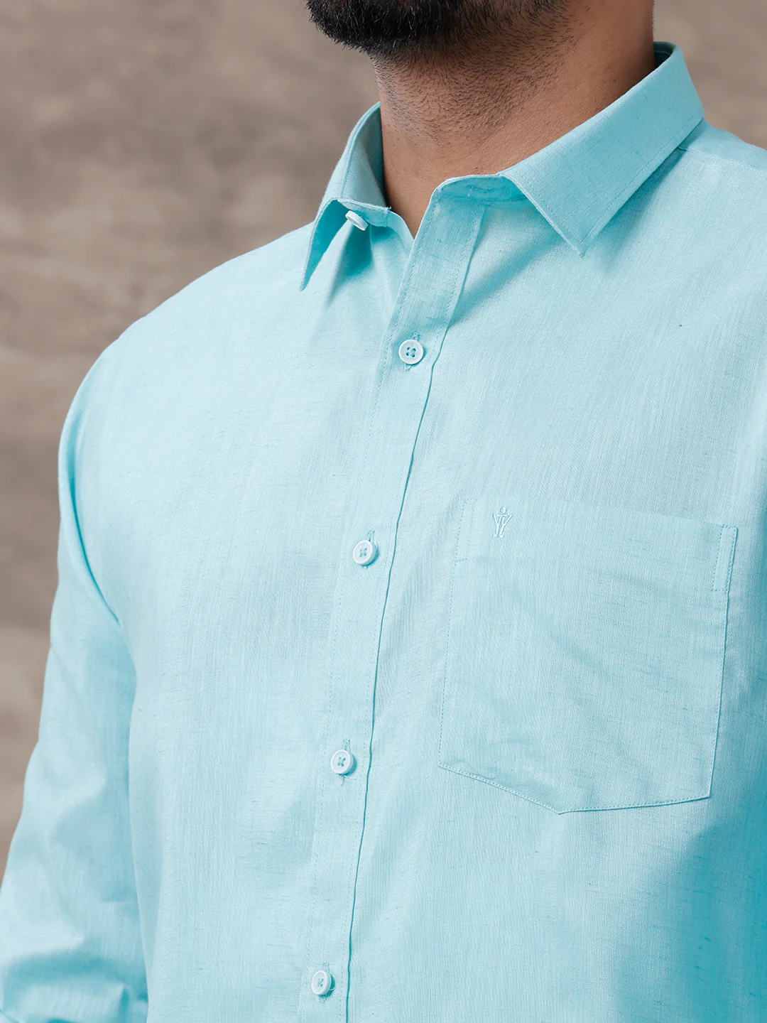 Men Matching Border Dhoti & Full Sleeves Shirt Set Blue C50 - Image 4