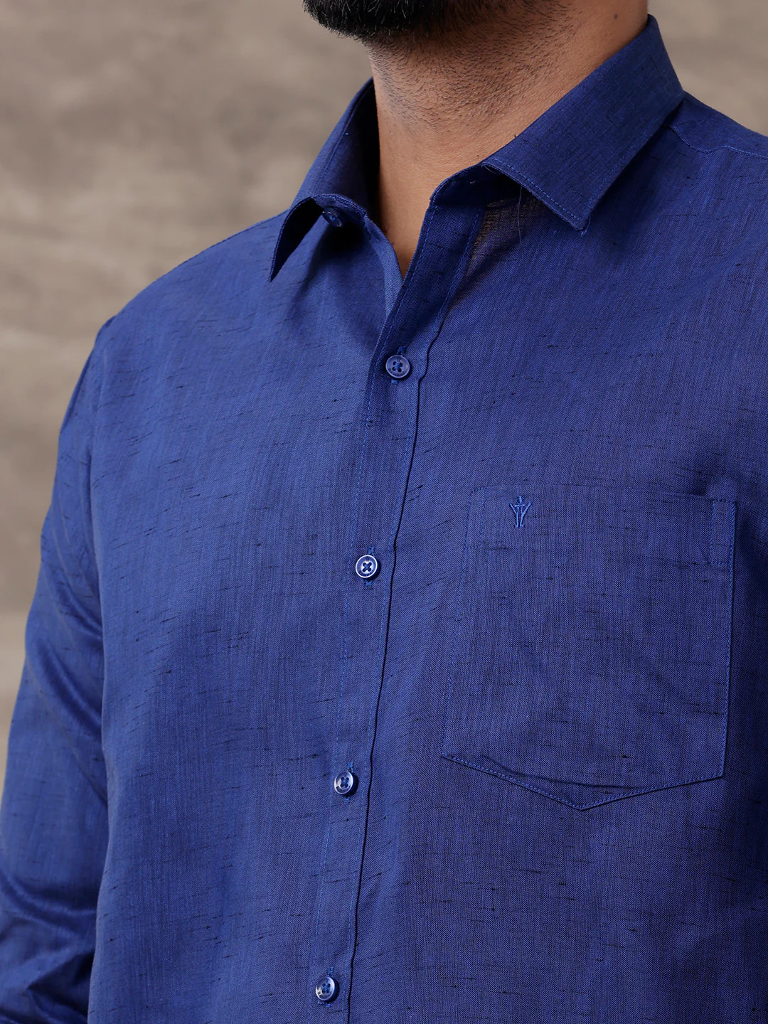 Men Matching Border Dhoti & Full Sleeves Shirt Set Blue C80 - Image 4