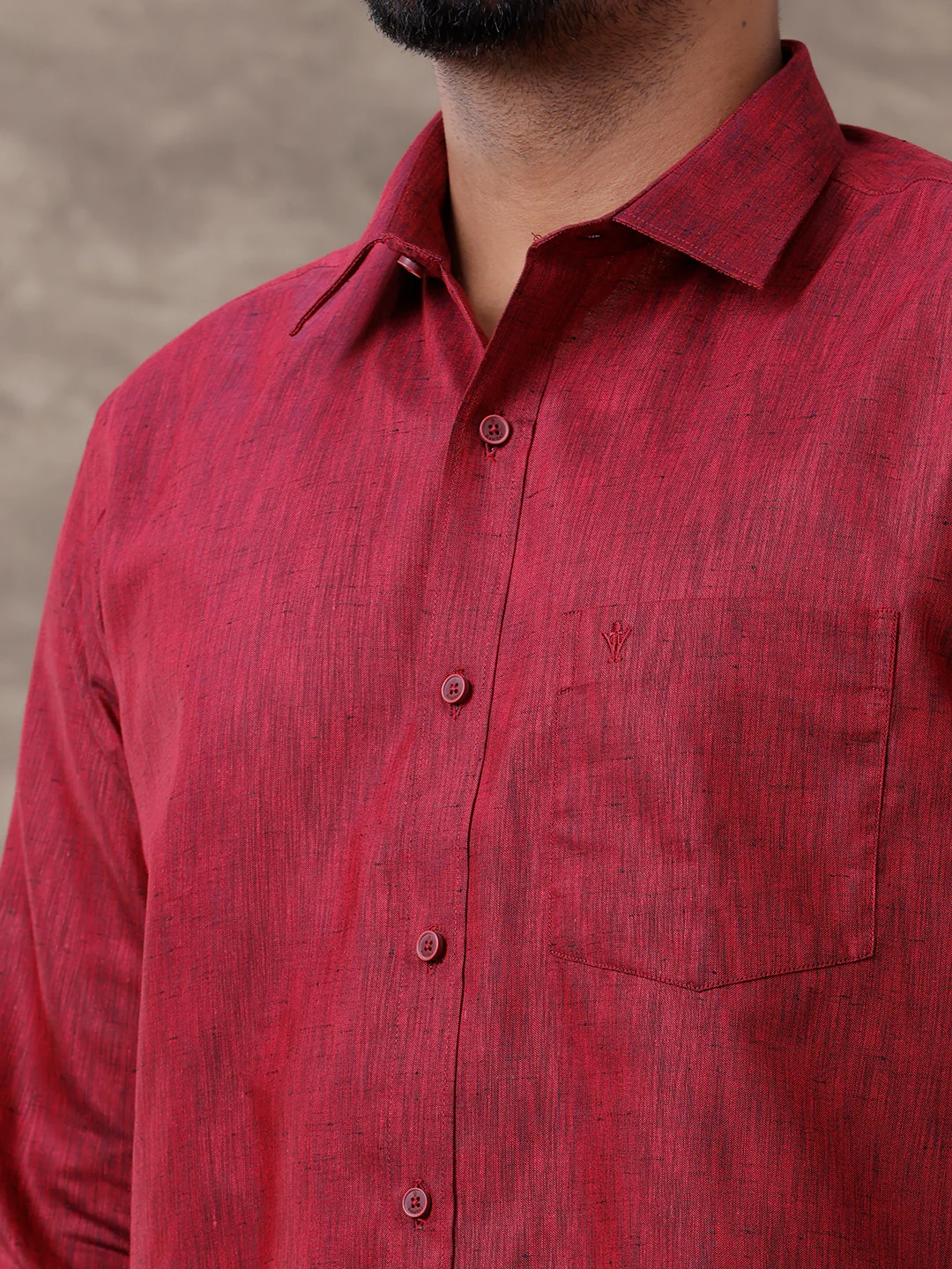 Men Matching Border Dhoti & Full Sleeves Shirt Set Maroon C81 - Image 3