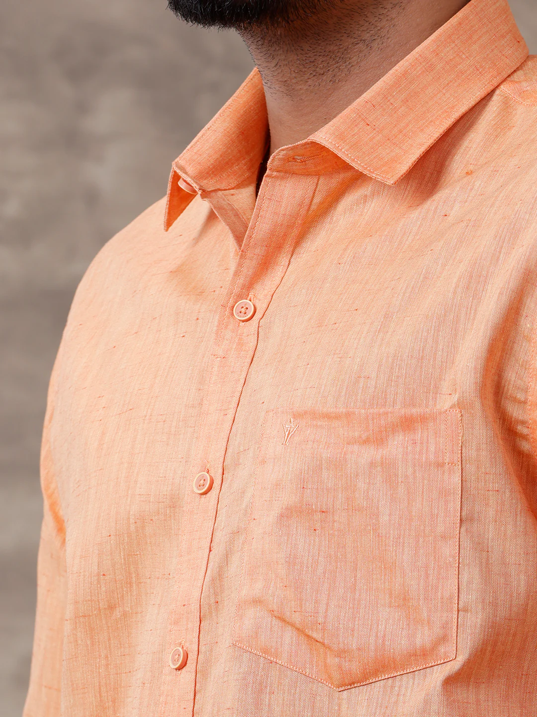 Men Matching Border Dhoti & Full Sleeves Shirt Set Orange C2 - Image 3