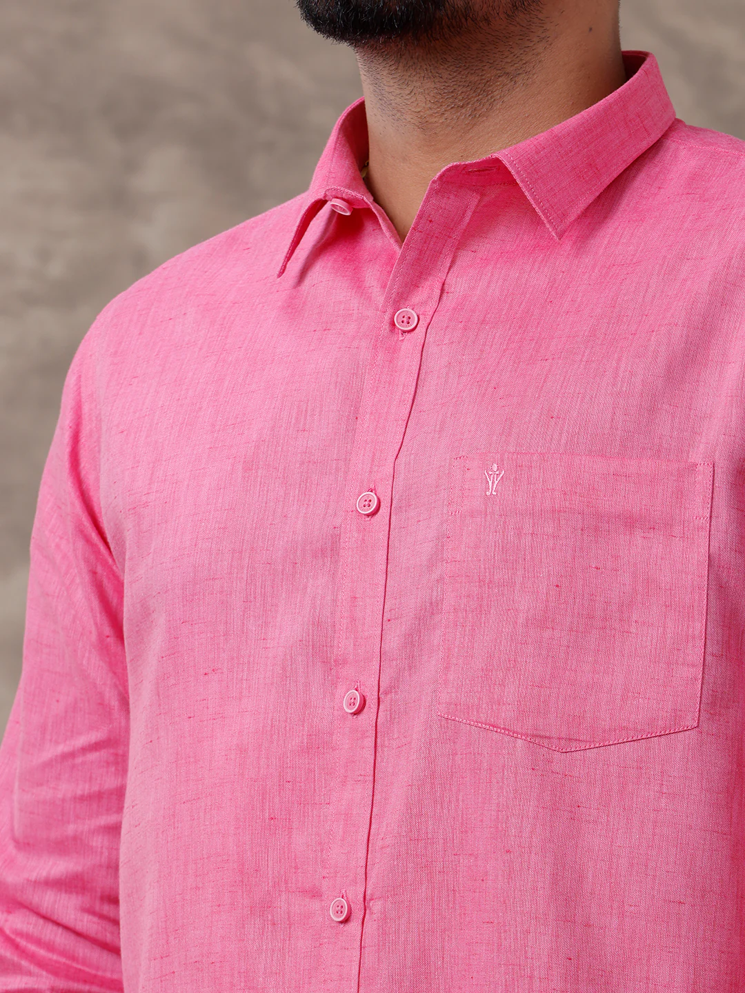 Men Matching Border Dhoti & Full Sleeves Shirt Set Rose C34 - Image 3