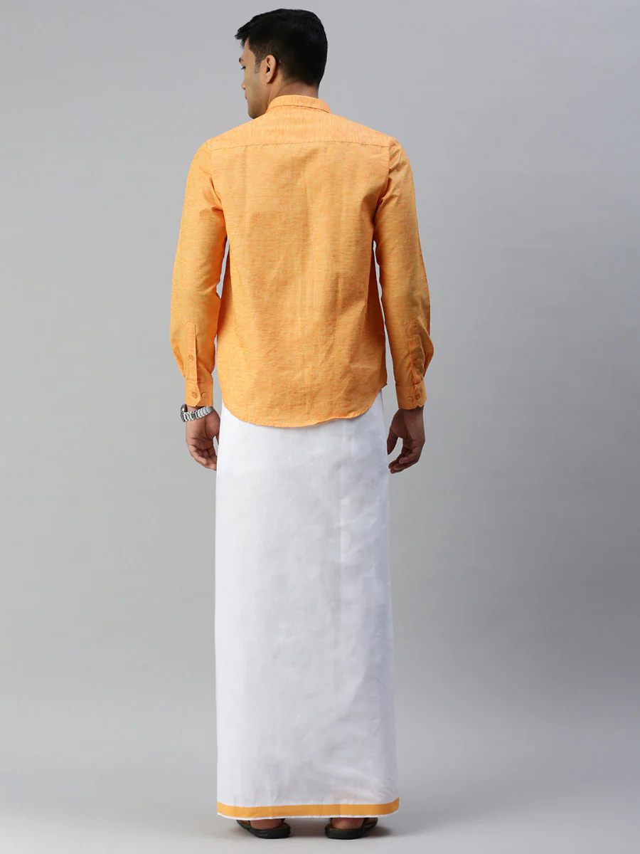 Men Matching Border Dhoti & Full Sleeves Shirt Set Trendy CC2 - Image 3