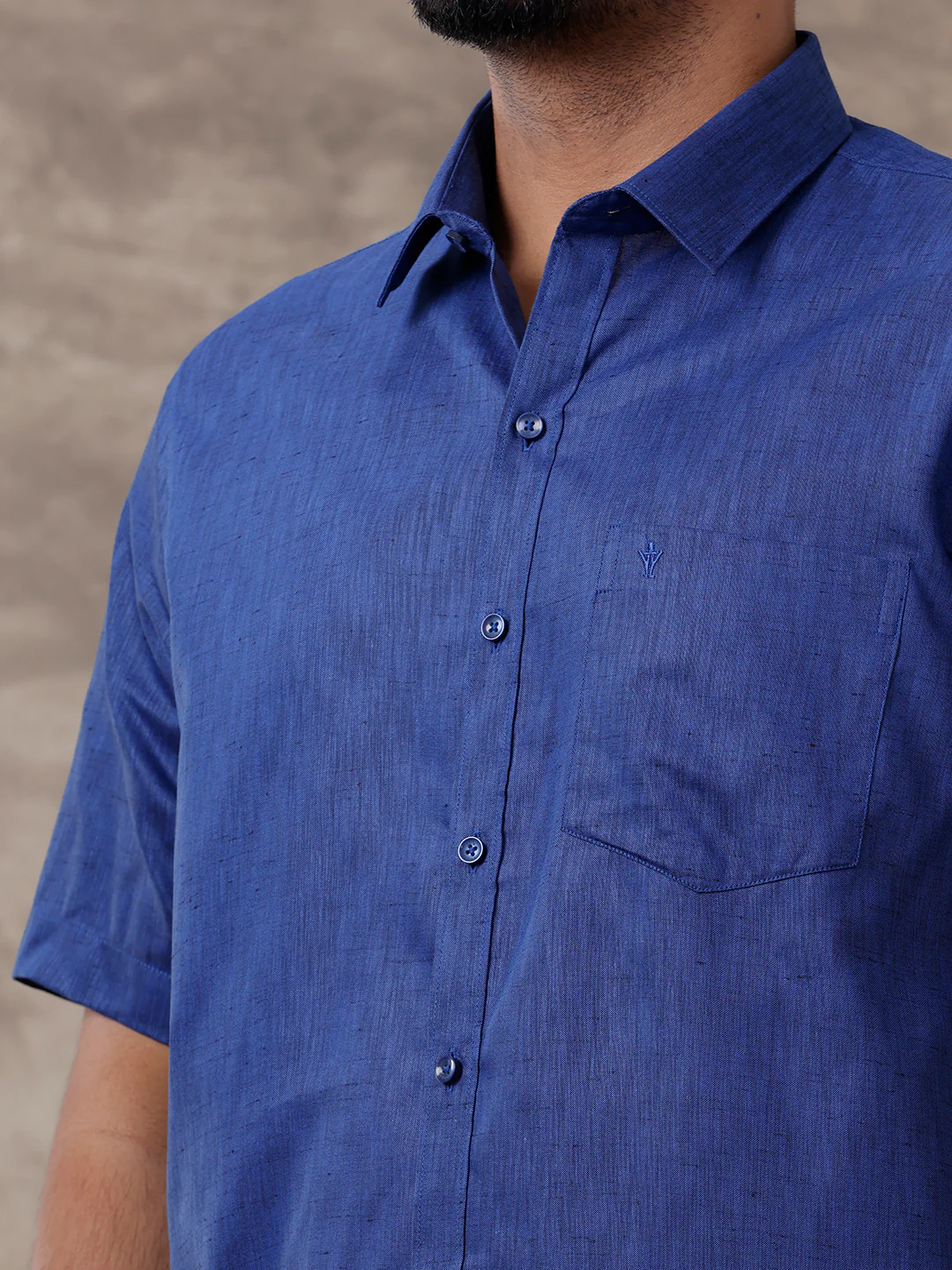 Men Matching Border Dhoti & Half Sleeves Shirt Set Blue C80 - Image 3