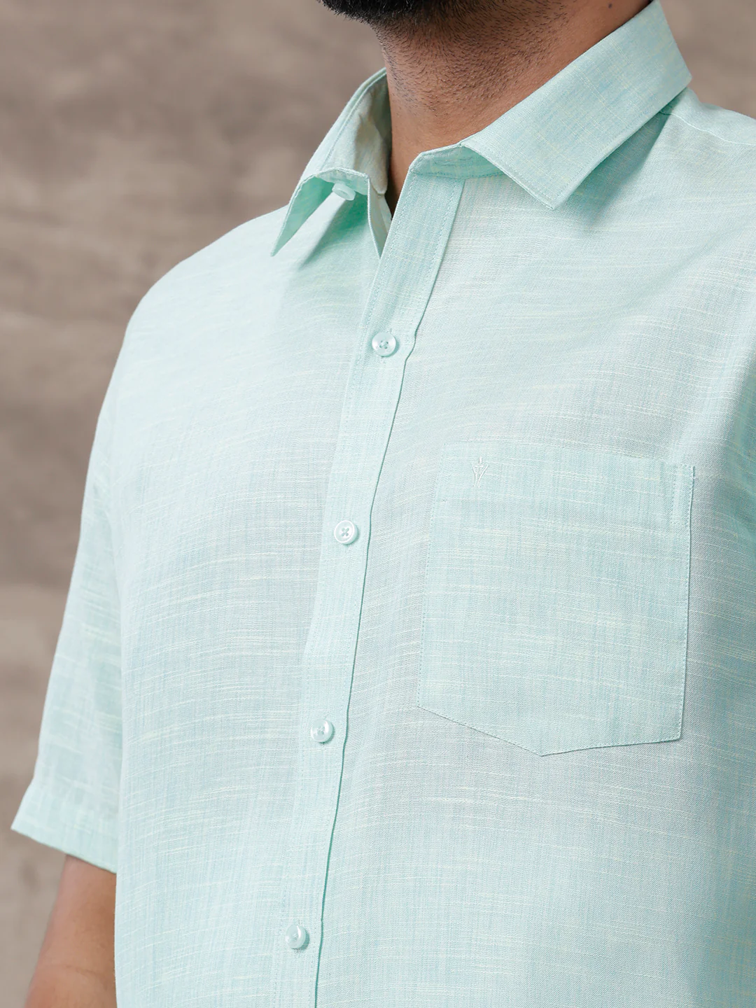 Men Matching Border Dhoti & Half Sleeves Shirt Set Light Pista Green C83 - Image 3