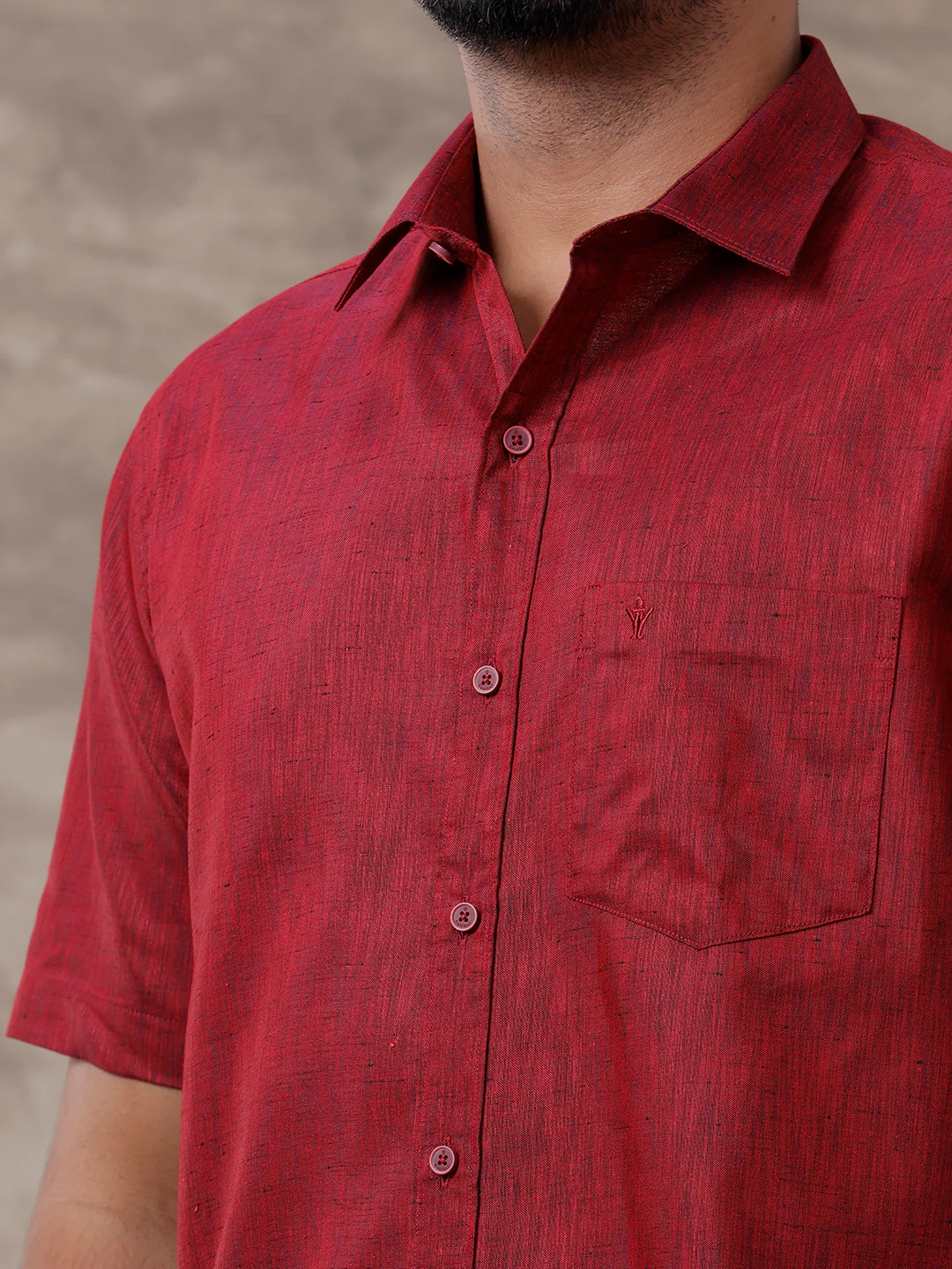 Men Matching Border Dhoti & Half Sleeves Shirt Set Maroon C81 - Image 3