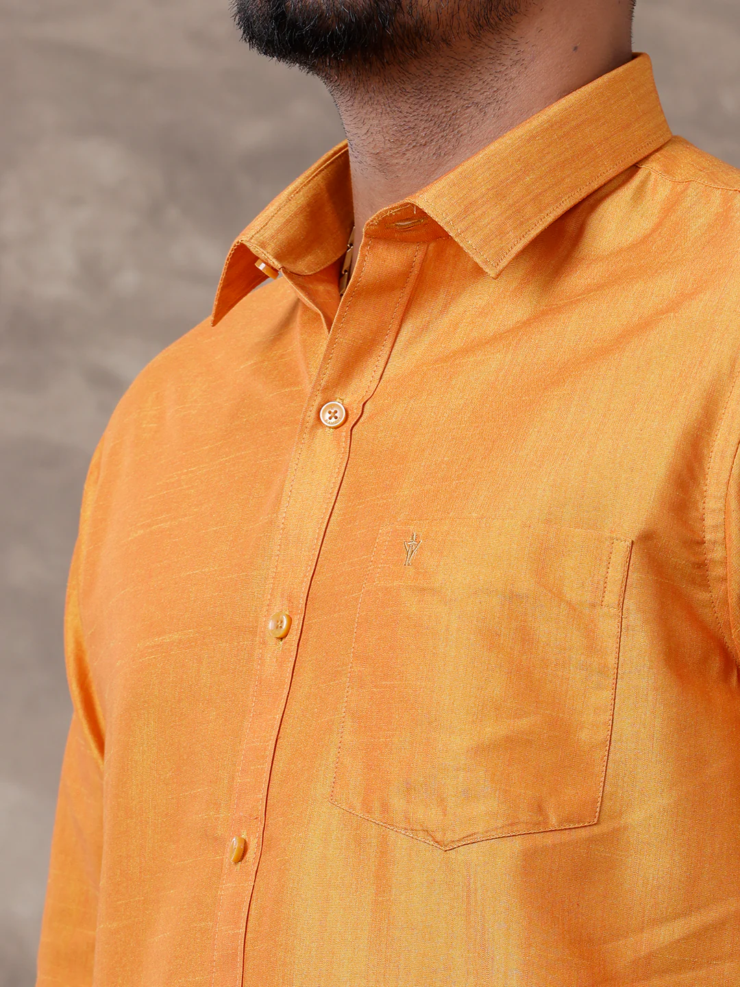 Men Matching Jari Border Dhoti & Full Sleeves Shirt Set Gold VB2 - Image 5