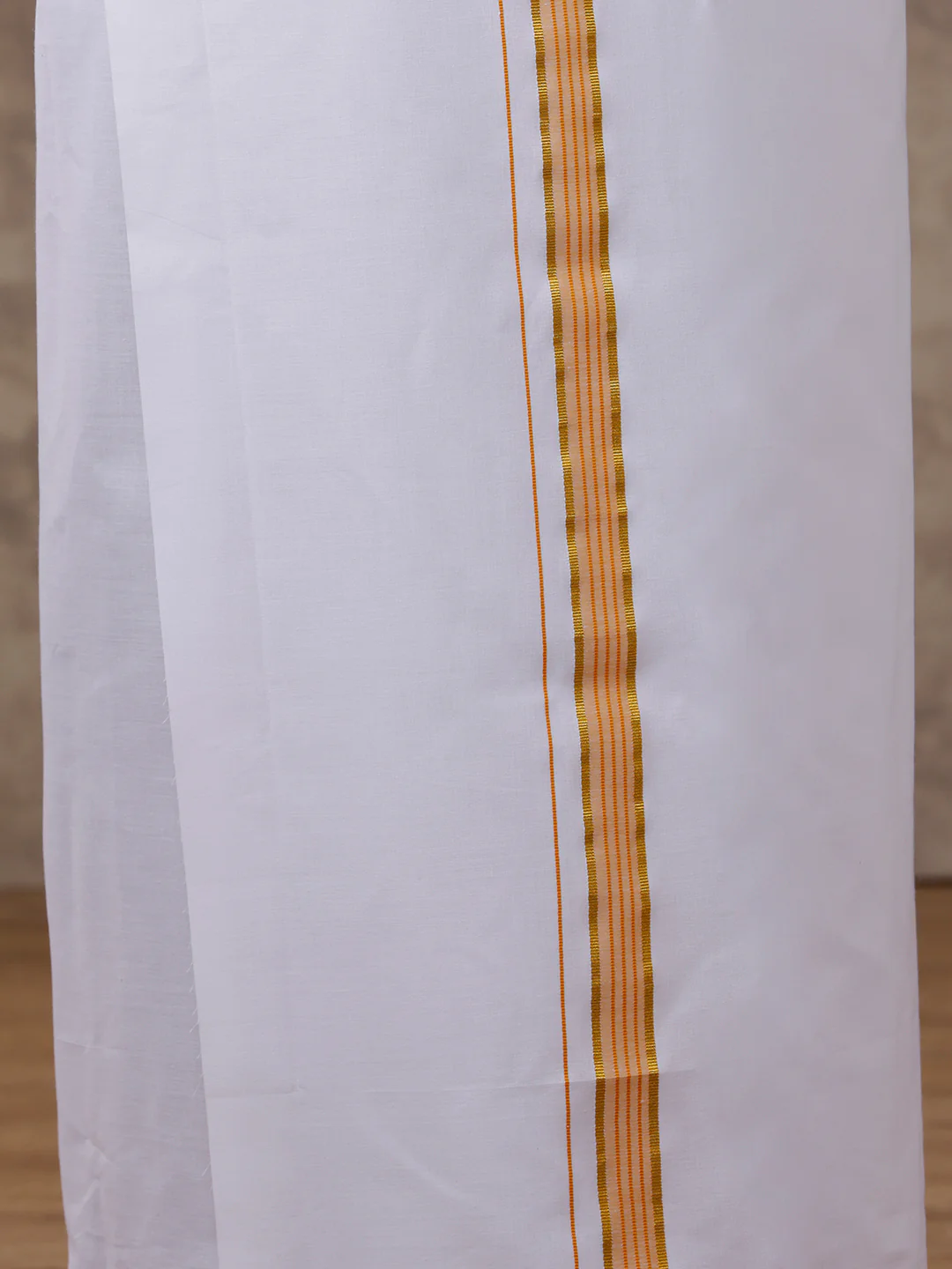 Men Matching Jari Border Dhoti & Full Sleeves Shirt Set Gold VB2 - Image 6