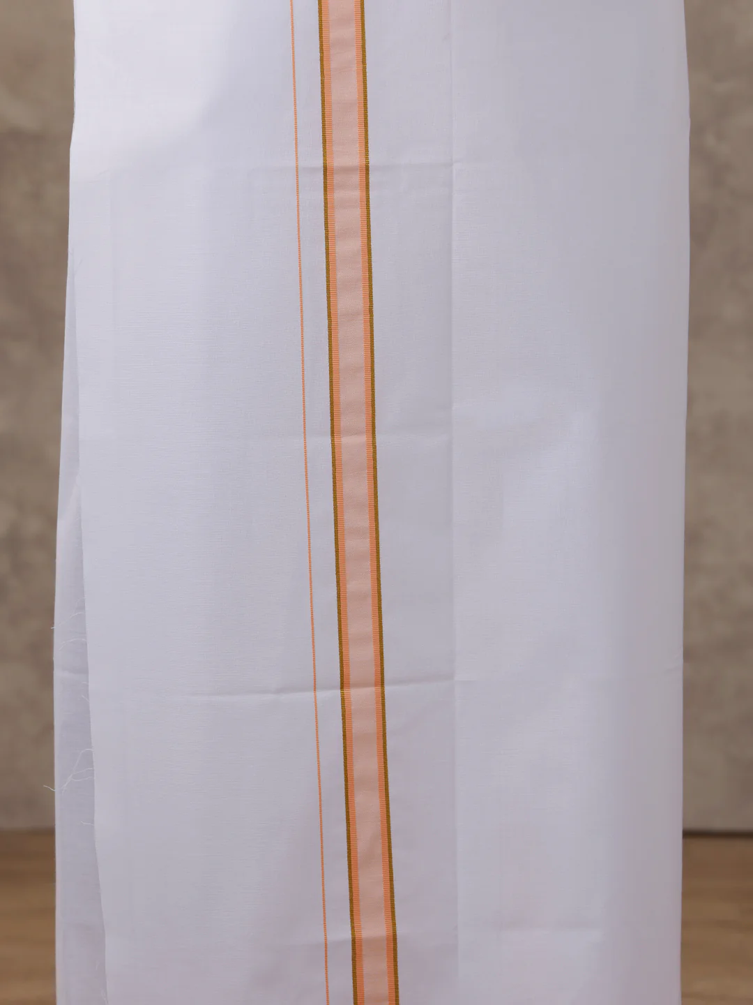 Men Matching Jari Border Dhoti & Full Sleeves Shirt Set Orange VB4 - Image 5