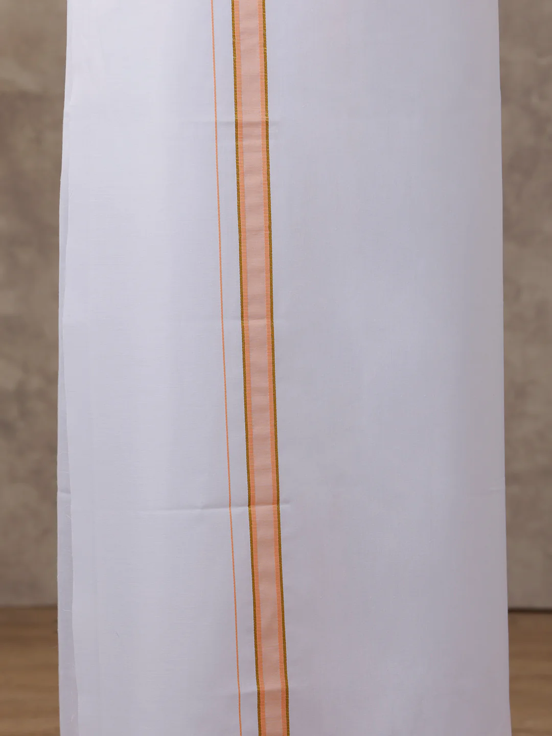 Men Matching Jari Border Dhoti & Half Sleeves Shirt Set Orange VB4 - Image 5