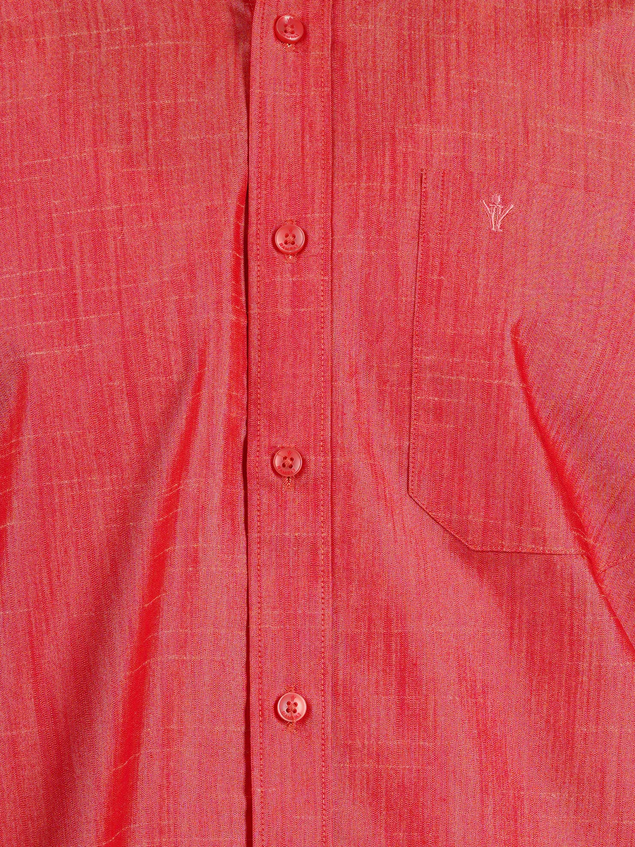 Men Matching Jari Border Dhoti & Half Sleeves Shirt Set Pink VB1 - Image 4
