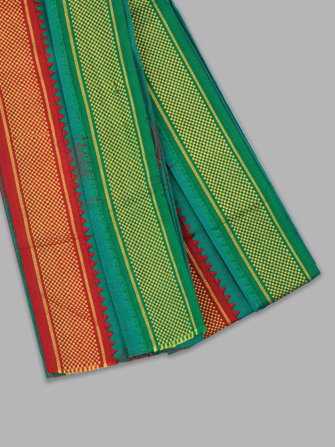 Men Mayikhan Border Devotional Towel Green (Pack of 2) - Image 2
