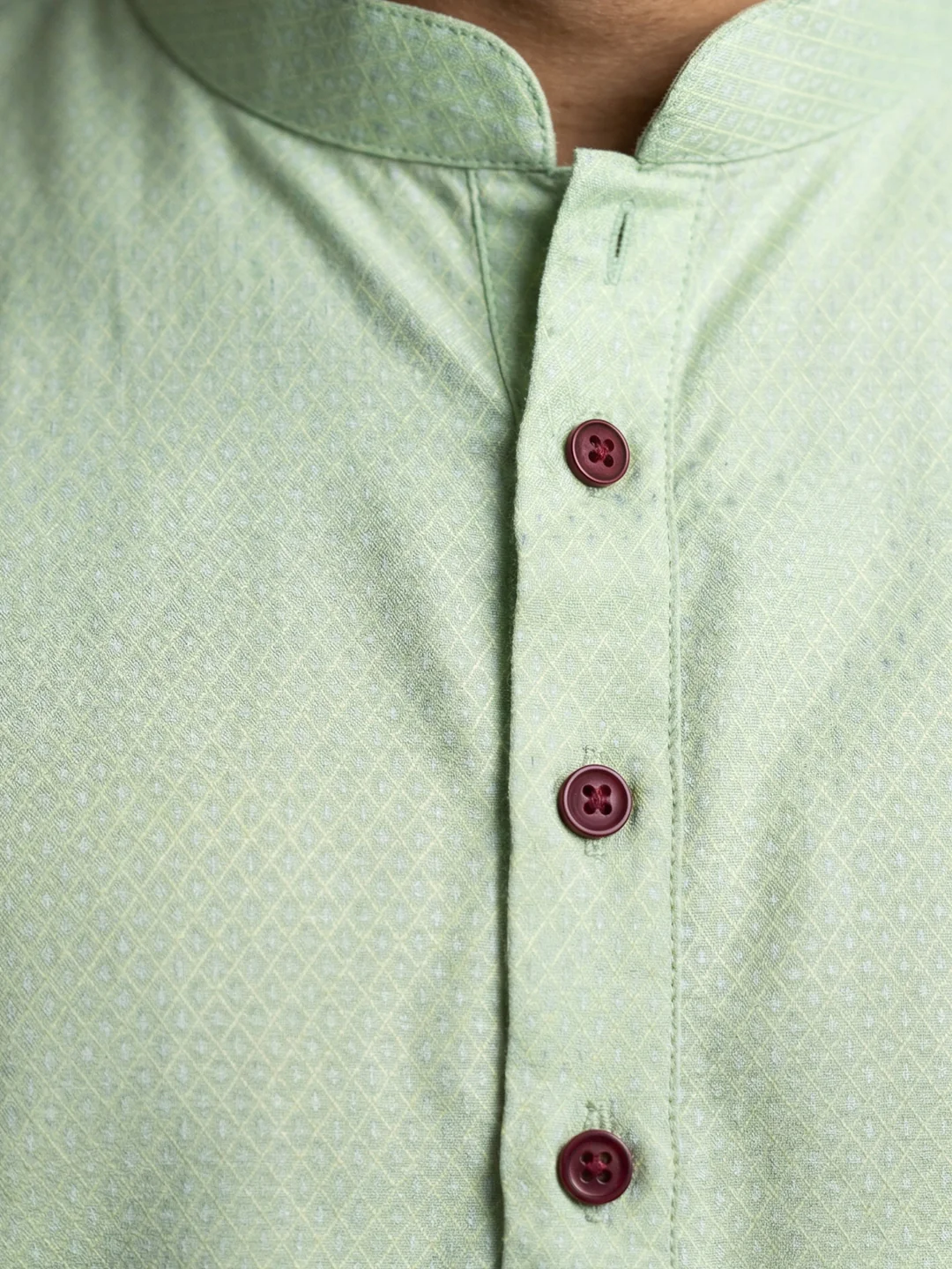 Men Mint Green Medium Length Kurta with Matching Border Dhoti Set MHJ4 - Image 4