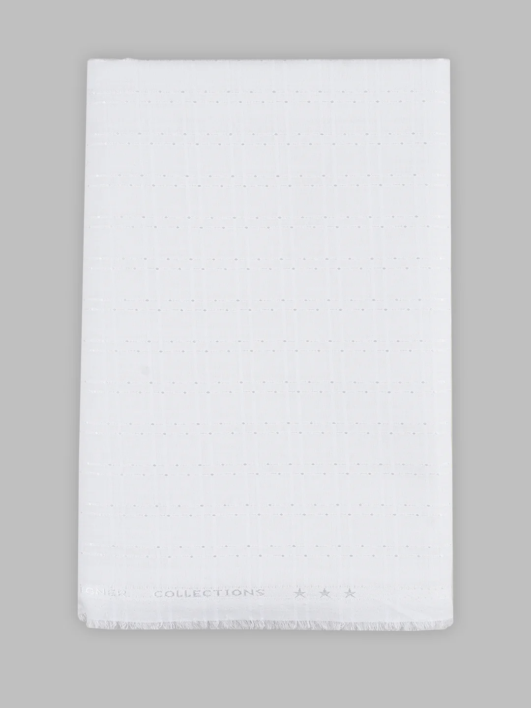 Men Mono Cotton Self Design Shirting White Ideal Dobby 01 - Image 4