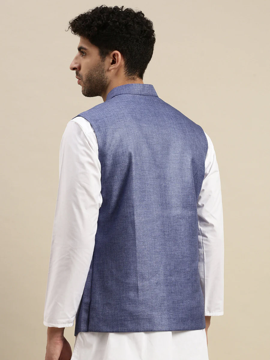 Men Nehru Jacket Blue DB2 - Image 4