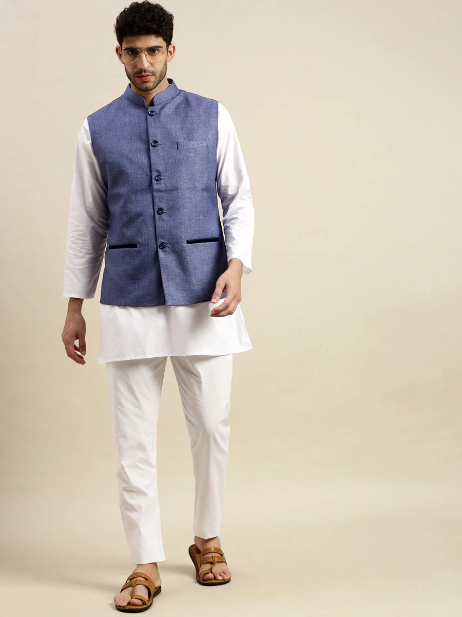 Men Nehru Jacket Blue DB2 - Image 5