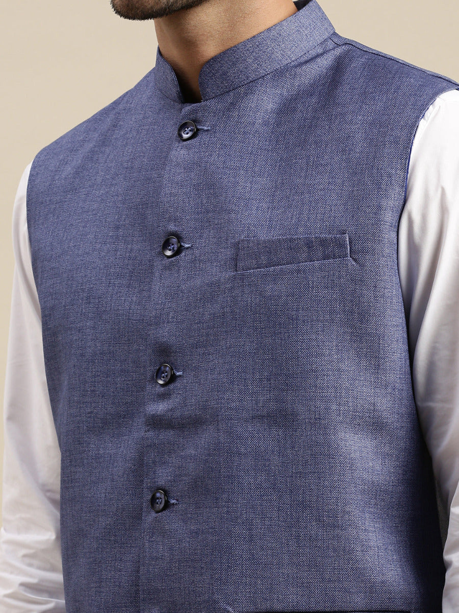 Men Nehru Jacket Blue DB2 - Image 6