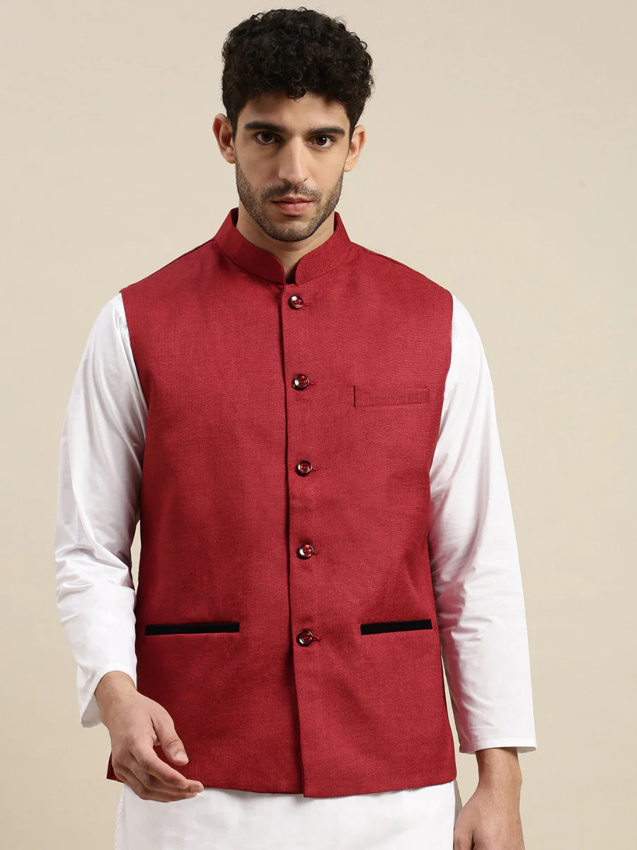 Men Nehru Jacket Maroon DB1