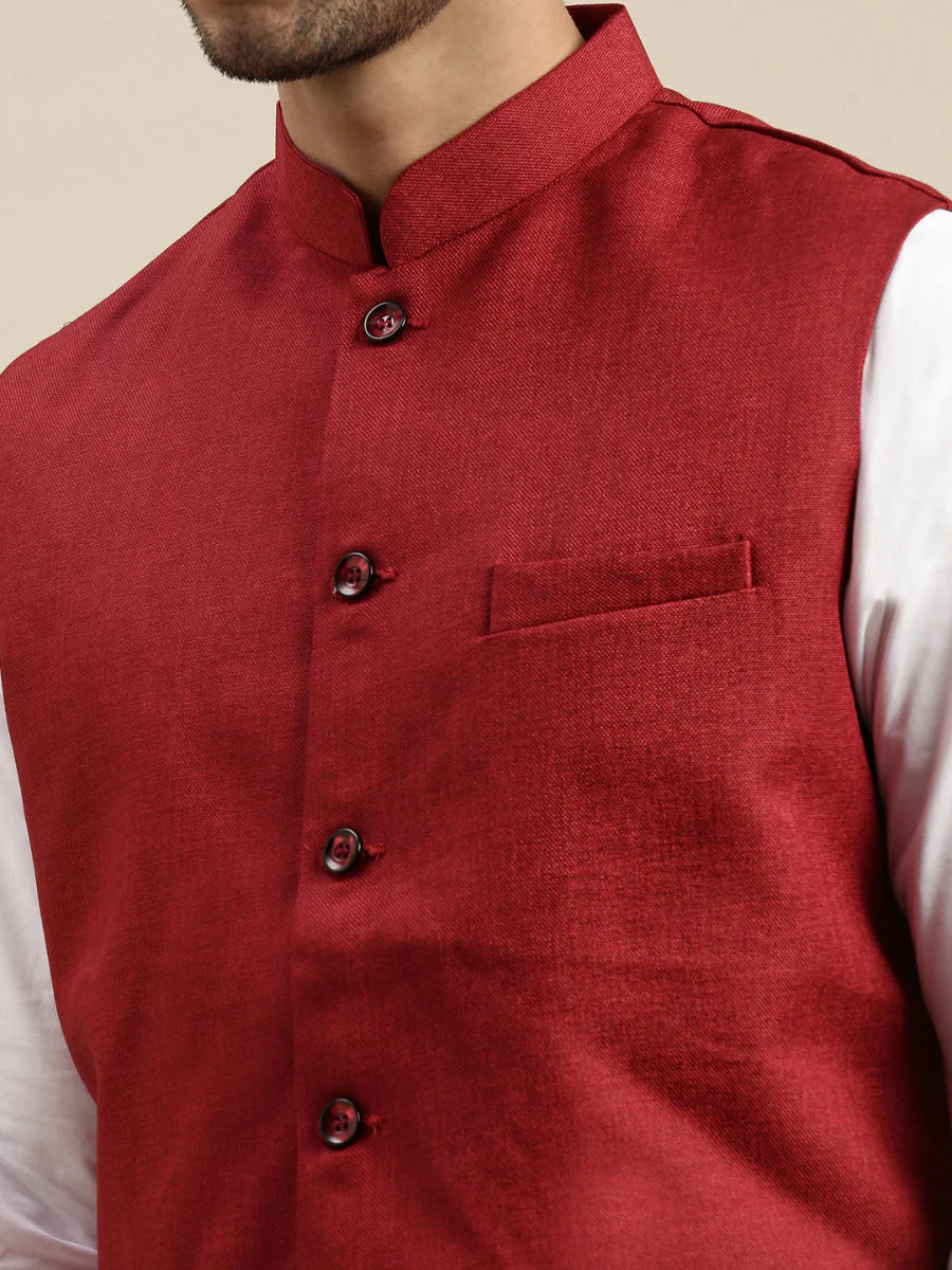 Men Nehru Jacket Maroon DB1 - Image 6