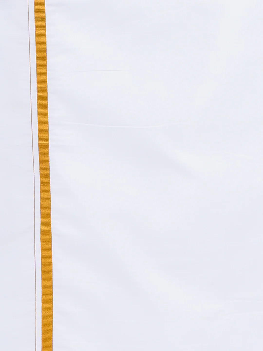 Men Orange Full Sleeves Shirt with 1/2" Inch Gold Jari Border Single Layer Dhoti Combo - Image 4