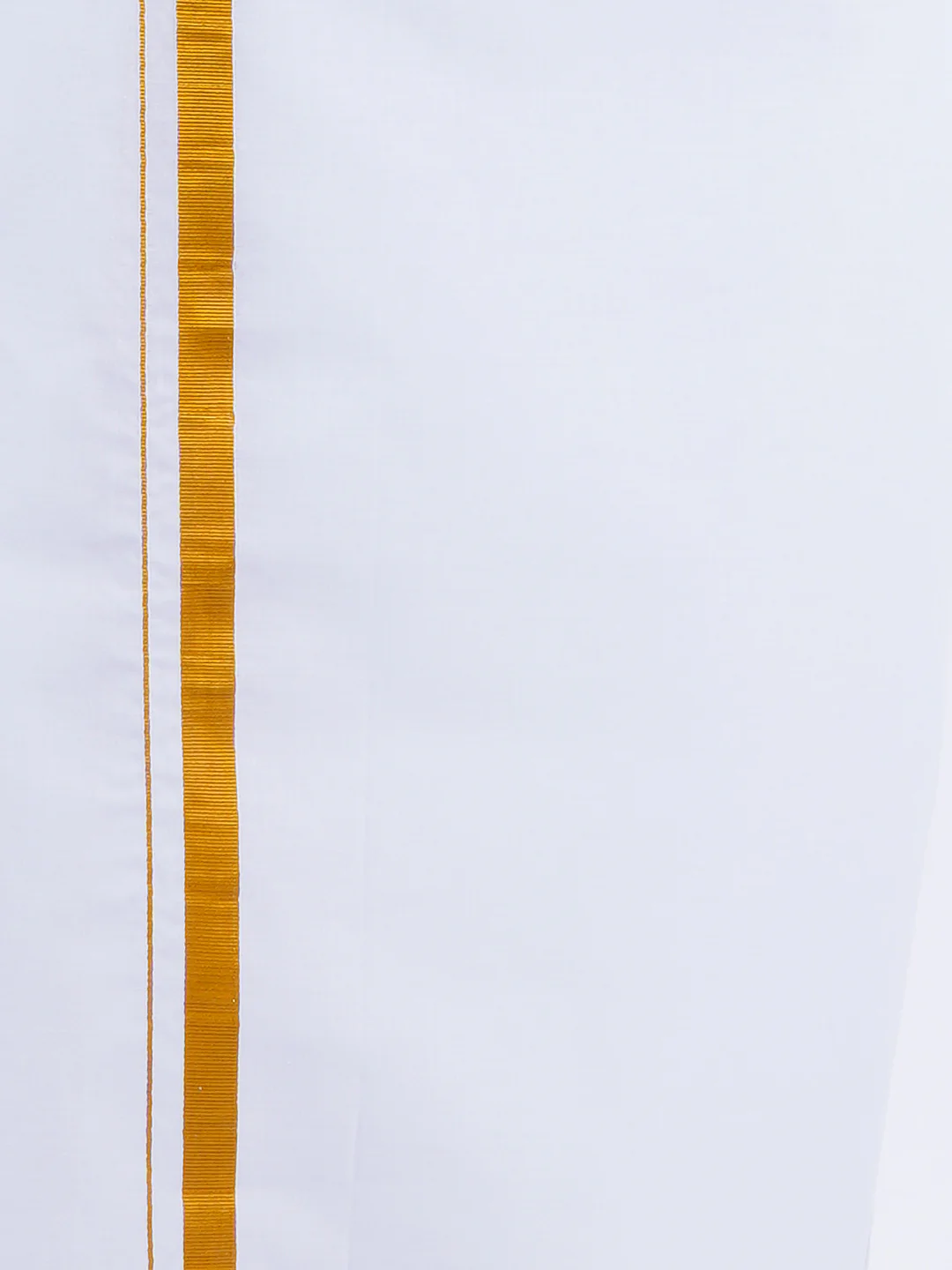Men Orange Full Sleeves Shirt with 3/4" Inch Gold Jari Border Single Layer Dhoti Combo - Image 4