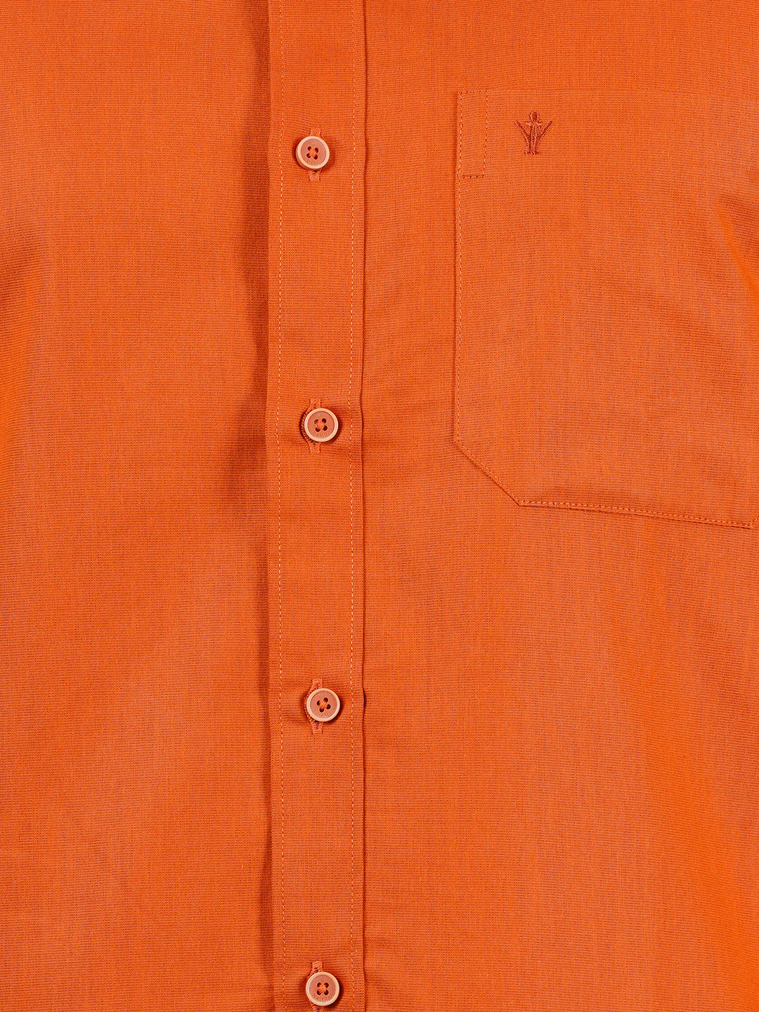 Men Orange Full Sleeves Shirt with 3/4" Inch Gold Jari Border Single Layer Dhoti Combo - Image 5