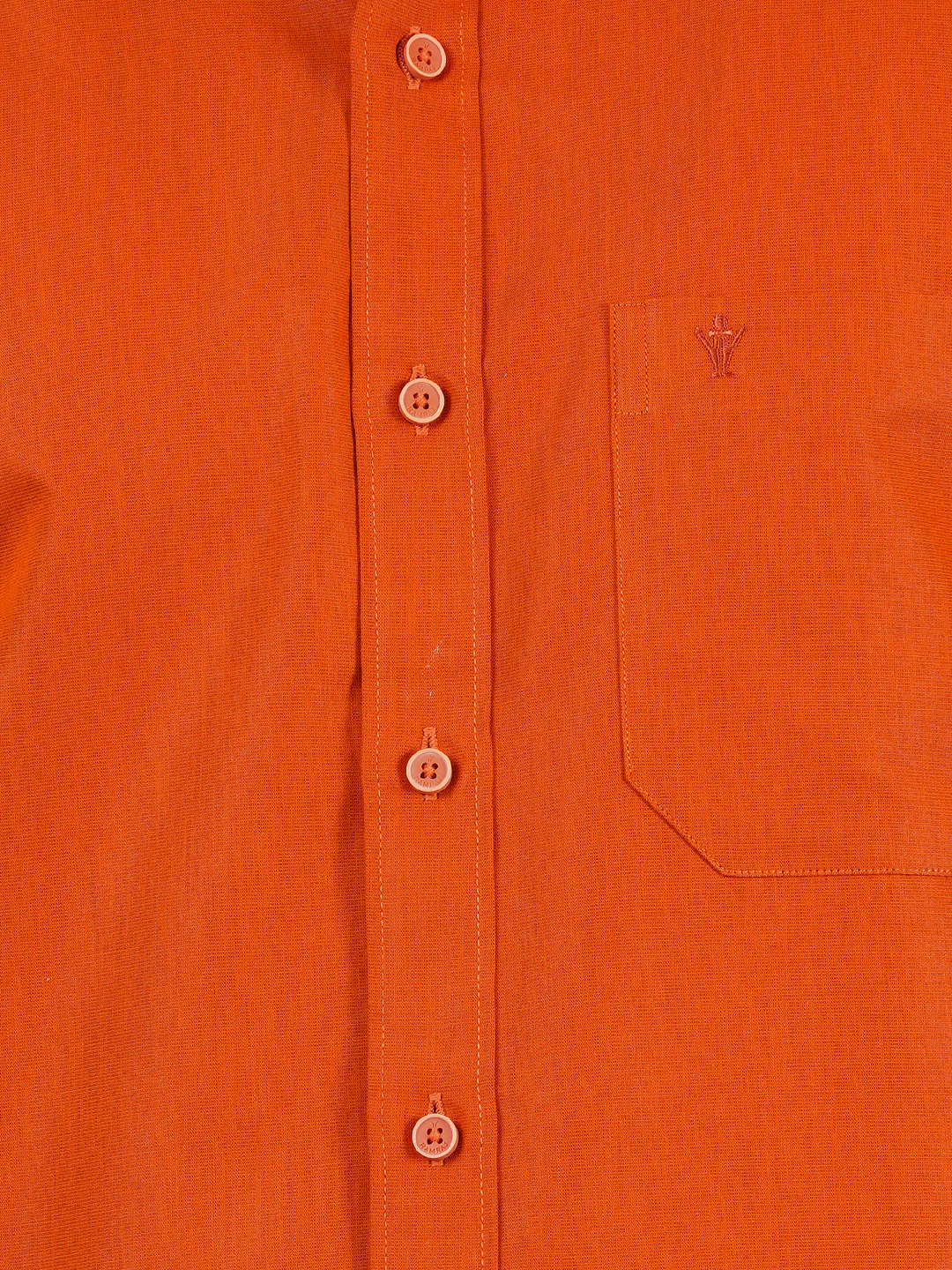 Men Orange Half Sleeves Shirt with 1/2" Inch Gold Jari Border Single Layer Dhoti Combo - Image 4