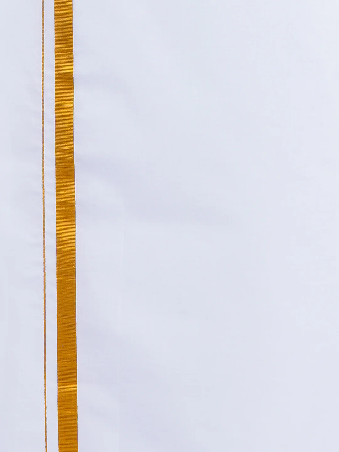 Men Orange Half Sleeves Shirt with 3/4" Inch Gold Jari Border Single Layer Dhoti Combo - Image 5