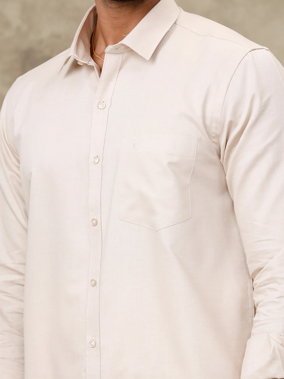 Men Pale Grey Shirt With Matching Border Dhoti Set Evolution - Image 3