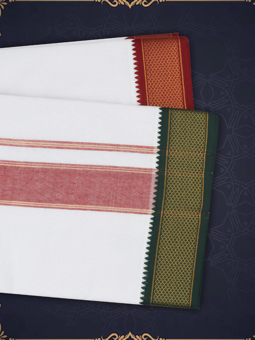 Men Panchakacham Set White 10Khan Jari Pet (9+5) - Image 3