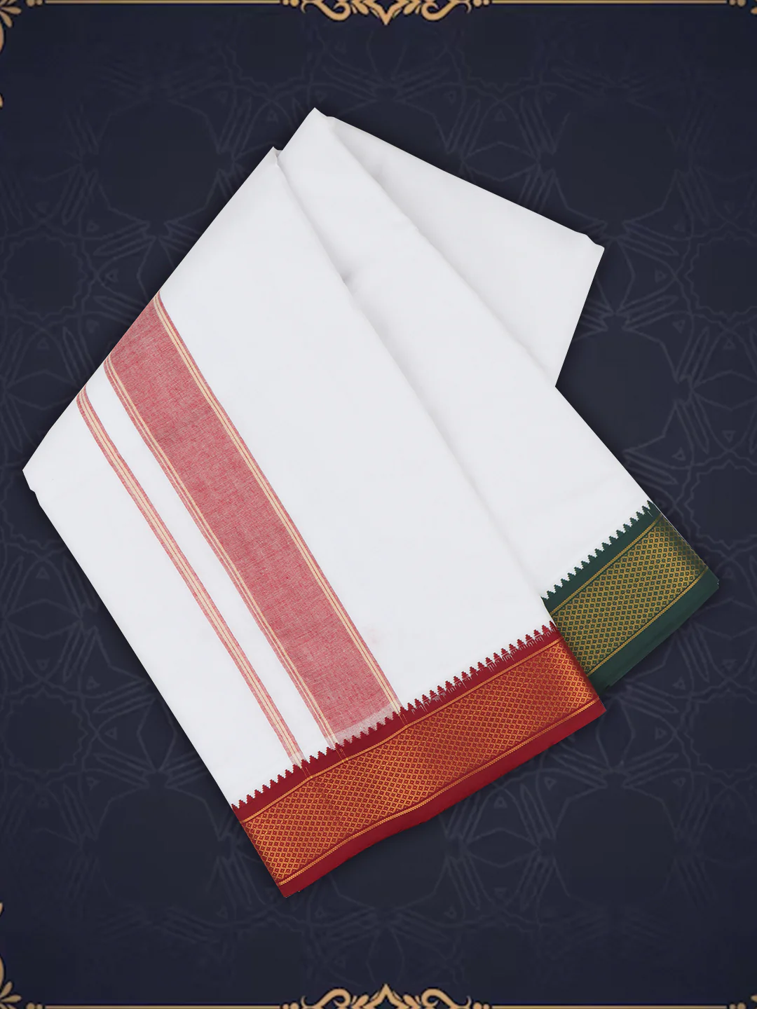 Men Panchakacham Set White 10Khan Jari Pet (9+5) - Image 4