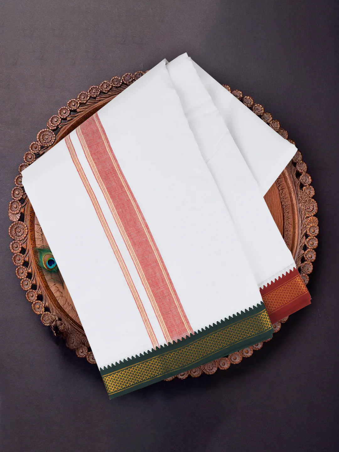 Men Panchakacham Set White 5Khan Jari Pet (9+5)