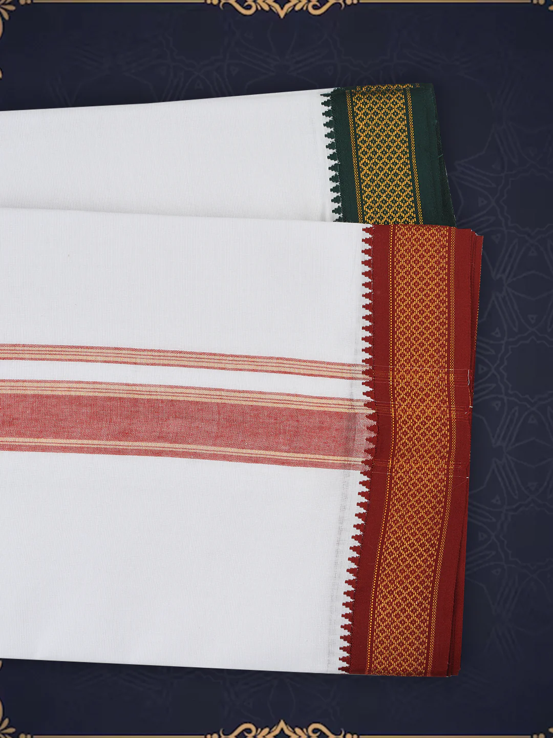 Men Panchakacham Set White 5Khan Jari Pet (9+5) - Image 3