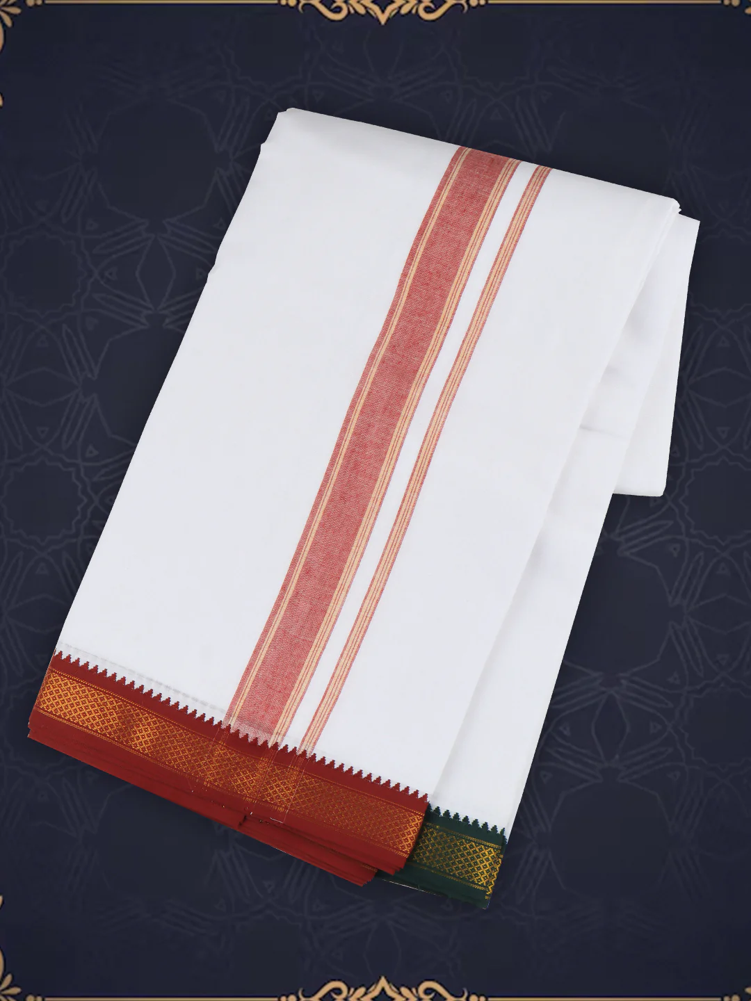 Men Panchakacham Set White 5Khan Jari Pet (9+5) - Image 7