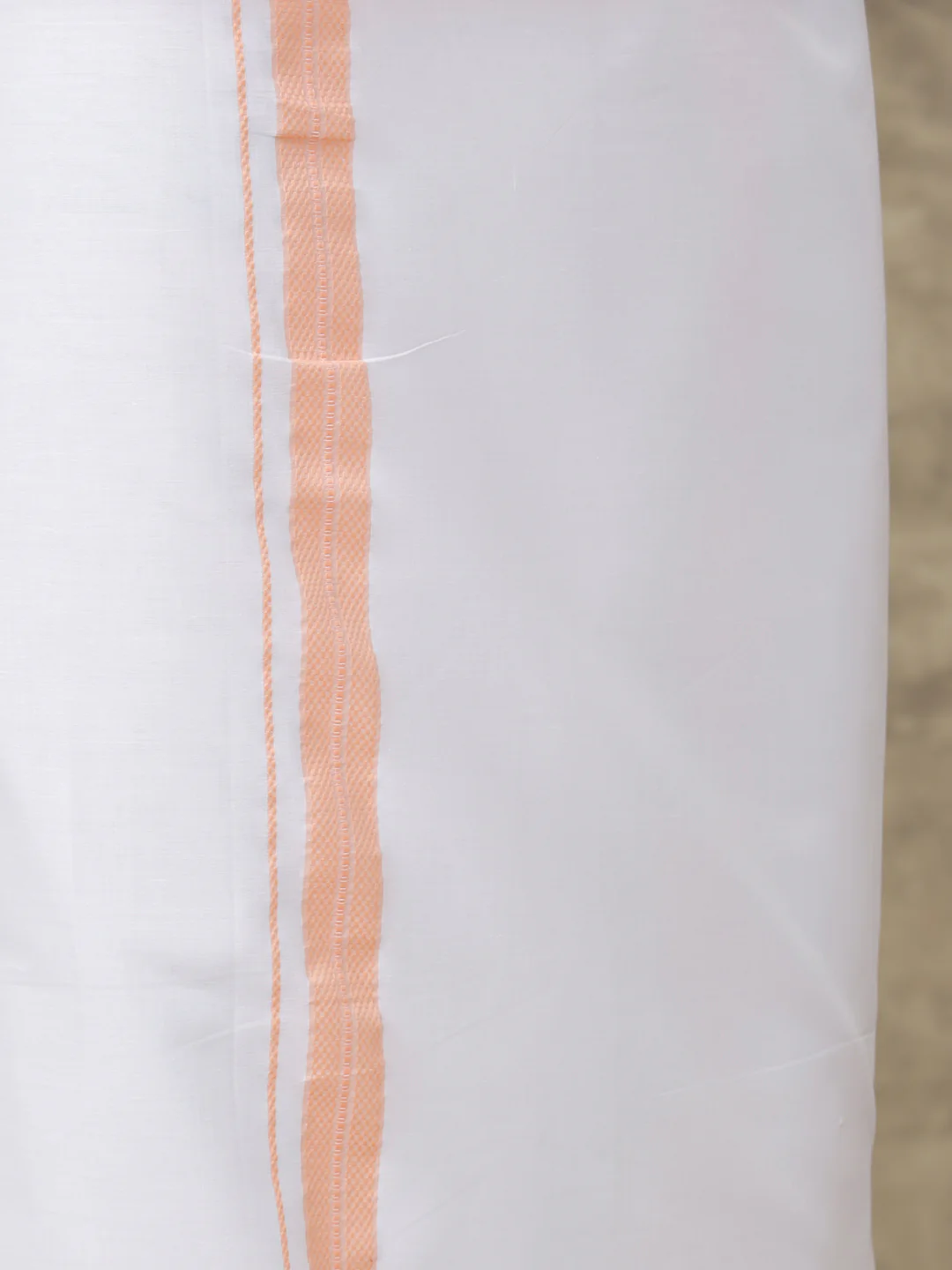 Men Peach Shirt With Matching Border Dhoti Set Evolution - Image 7