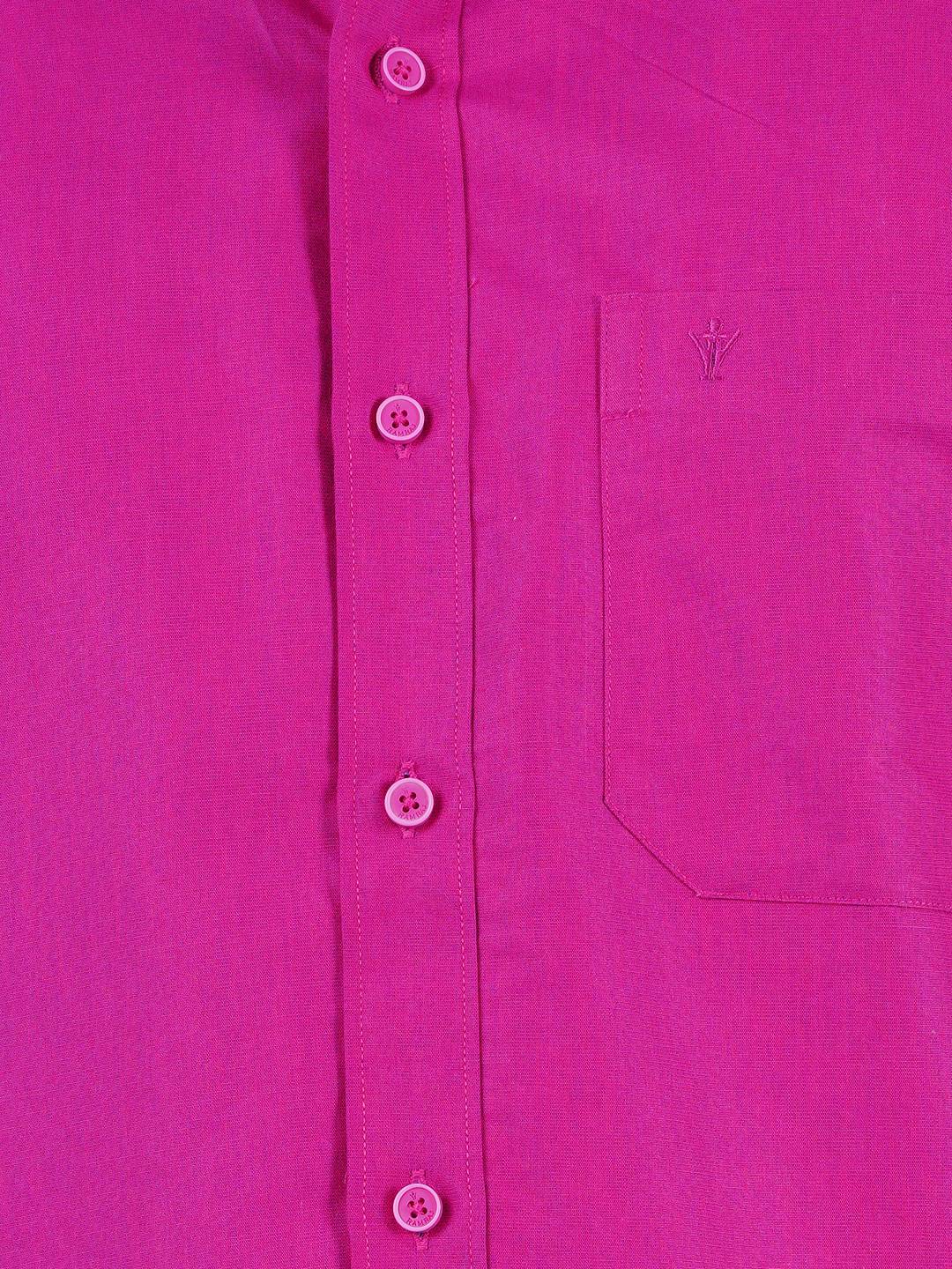 Men Pink Half Sleeves Shirt with 3/4" Inch Gold Jari Border Single Layer Dhoti Combo - Image 4