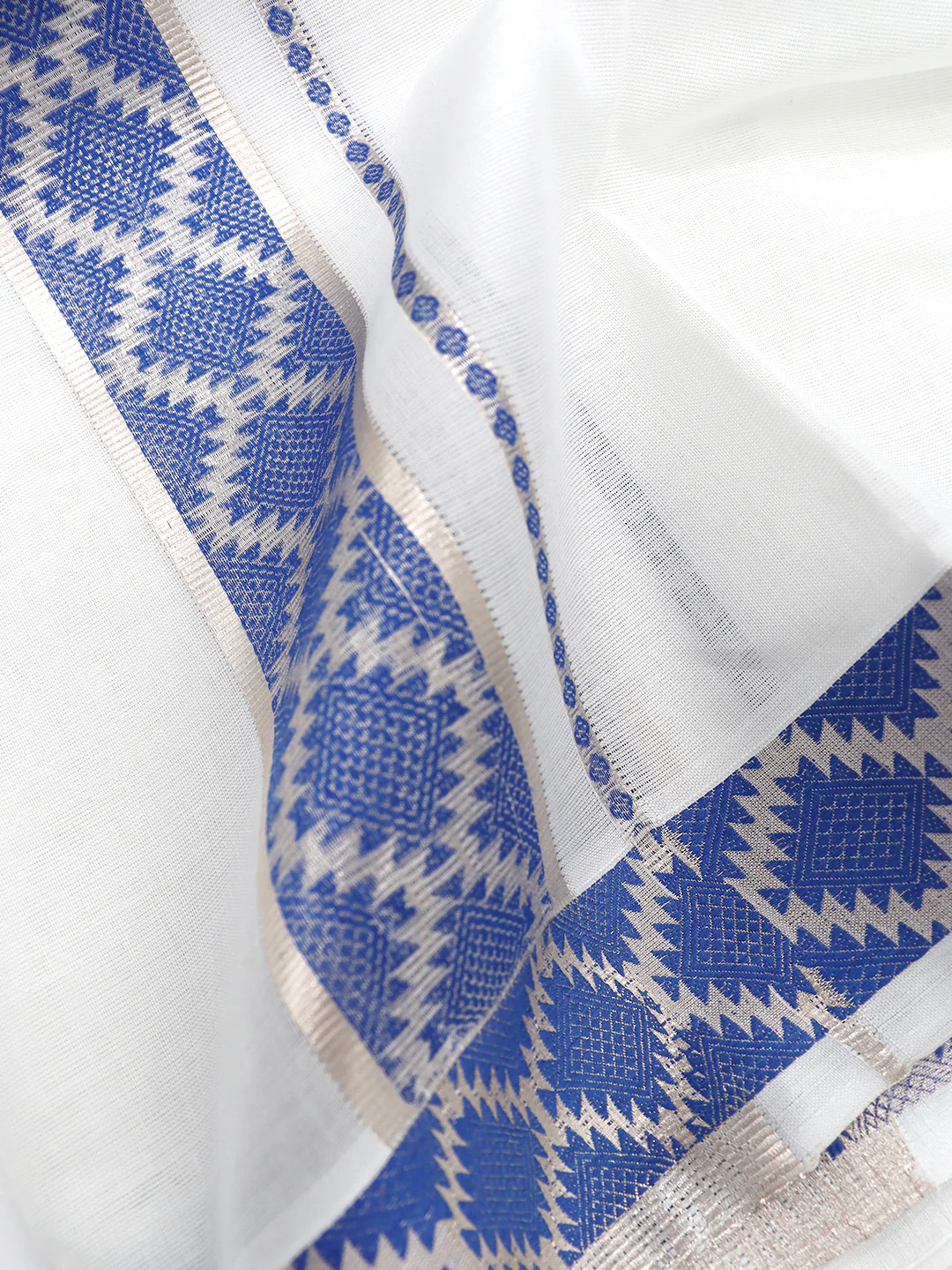 Men Premium Cotton Double Layer White Dhoti with Fancy Jari Border LC28 - Image 4